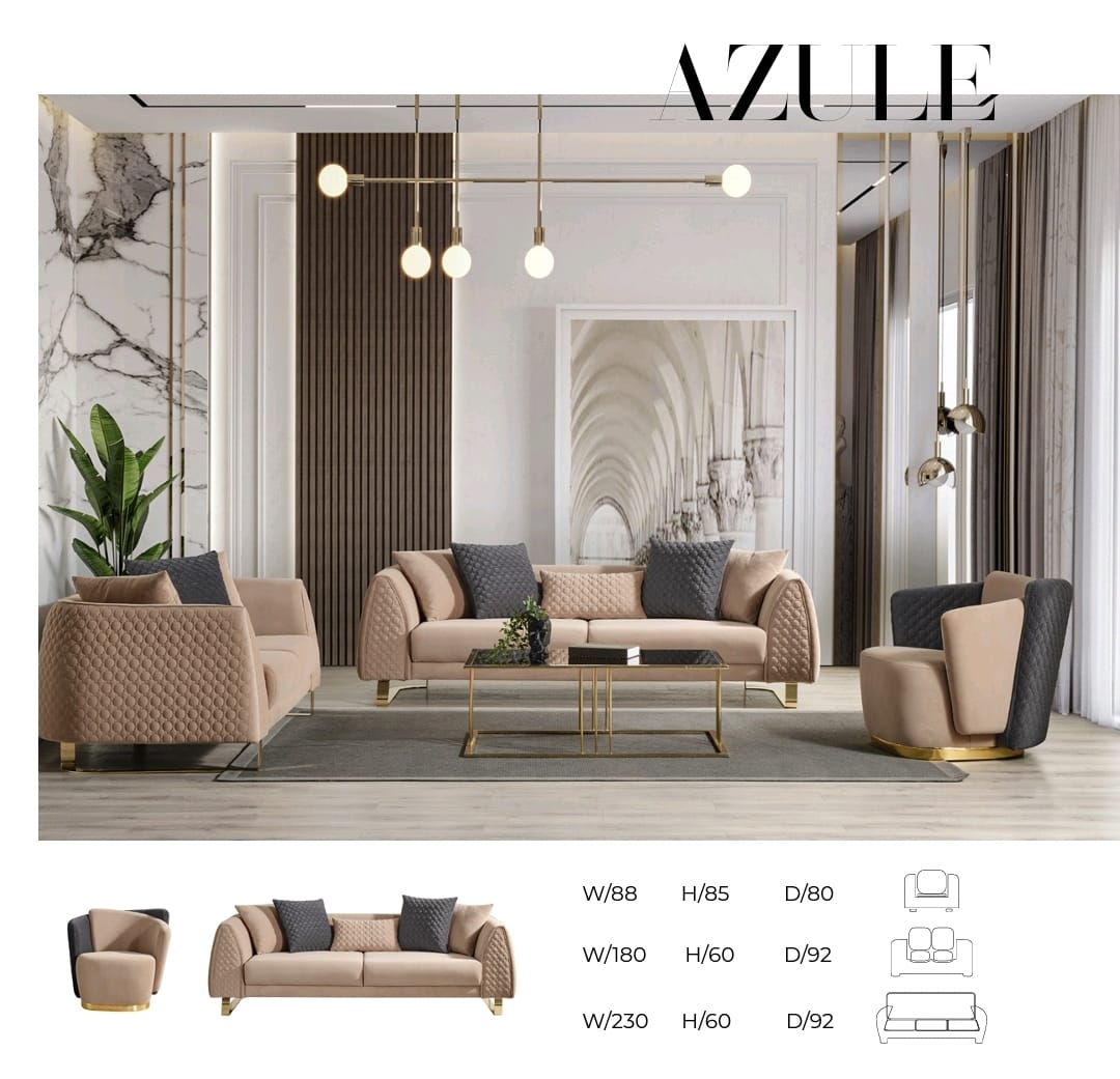 Azule Three Seater Living Room by QasaHome