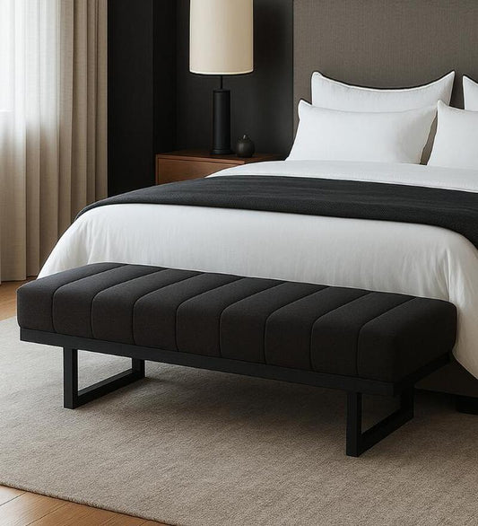 Elegant Grey Footboard Bench with SS Legs by Nills Furniture Design