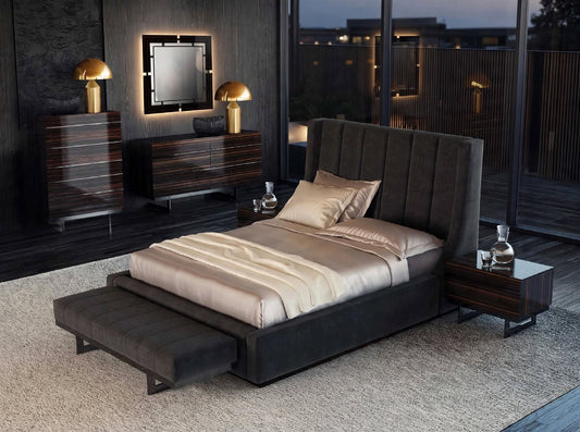 Elegant Grey Footboard Bench with SS Legs by Nills Furniture Design